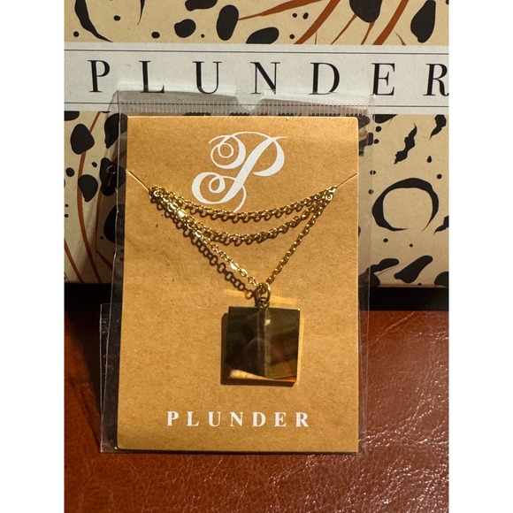 Plunder Jewelry - Plunder Design Gold Tone Square Pendant Necklace Minimalist Geometric Jewelry